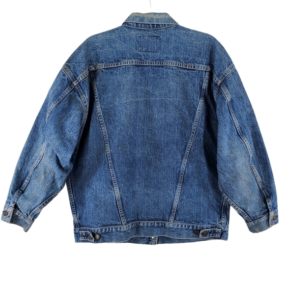 Vtg Levis Trucker Jacket Sz L Type III Blue Denim 77930-7206 Button USA Made 90s - Picture 5 of 15
